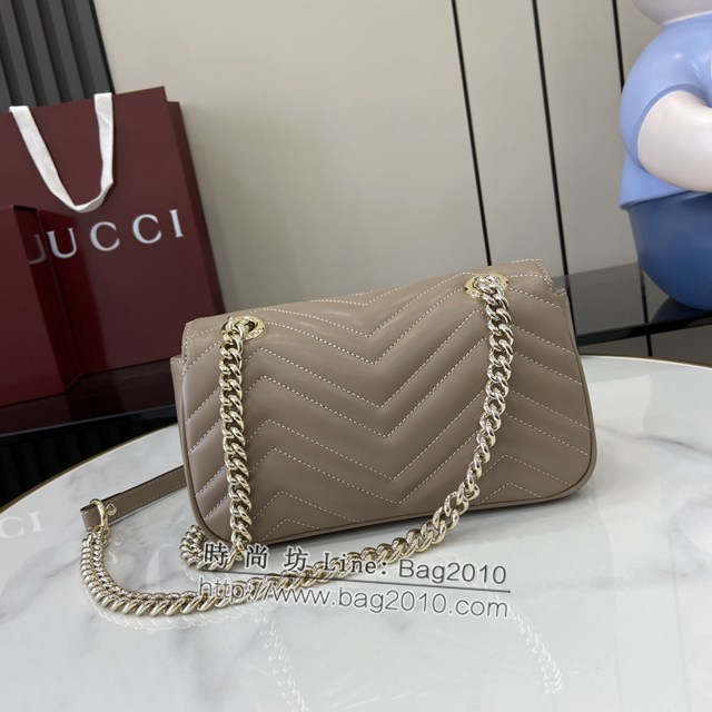 Gucci專櫃古馳最新款Marmont系列絎縫迷你手袋原廠皮鏈條女士挎包 jh2360型號：446744